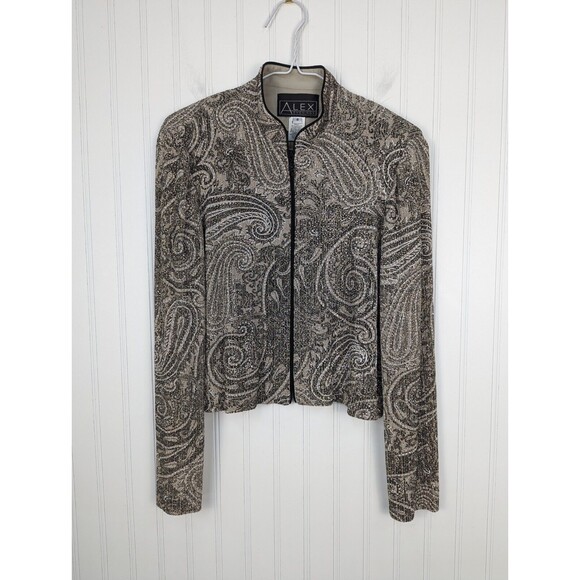 Alex Eveving Women's Formal Cropped Jacket Metelic Long Sleeve Sparkle Size 8 - Picture 1 of 10